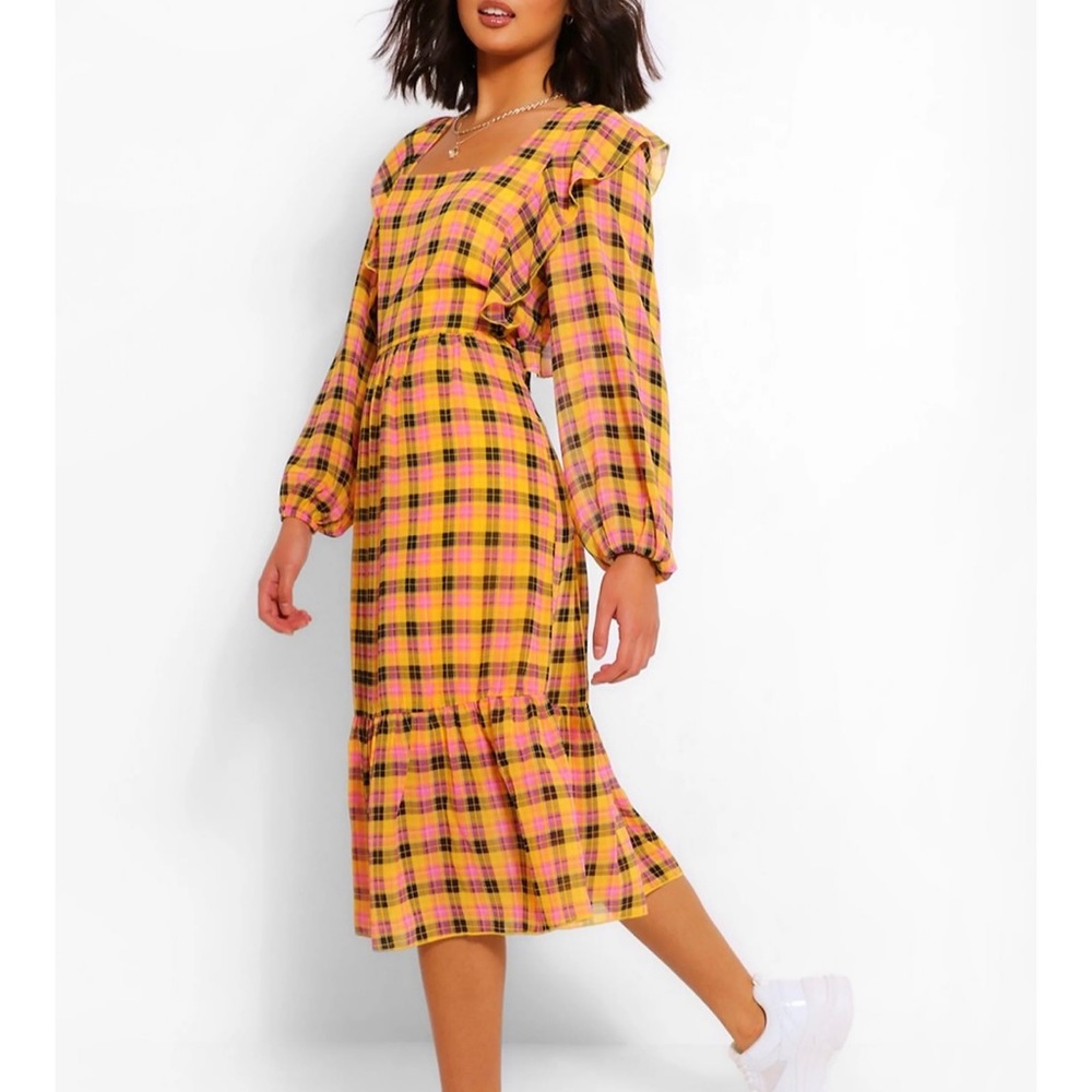 Checkered midi dress